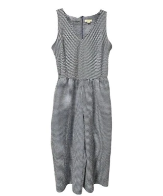 Romper Prelude sem mangas gola V perna larga Seersucker azul e branco leve G - Imagem 1 de 4