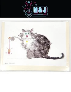 Funny Cat  & Mouse Blank Greeting Card - Mouse Dangle (Aus Seller) - Picture 1 of 3