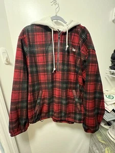 Patta Tartan fleece hooded overshirt, Sweatshirt, Hoodie Size-XL - Picture 1 of 8