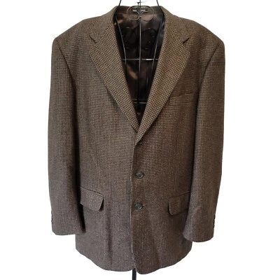 Blazer Joseph & Feiss International 44L Para Hombre 100% Lana Pura Marrón Cuadros 3 Botones Foto 1 de 4