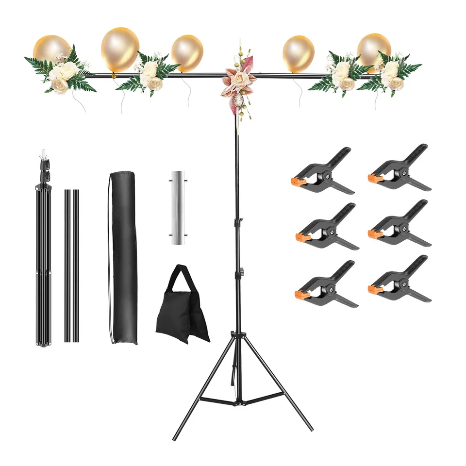 Photo Studio Backdrop Support System, 6.5FT High Adjustable Background Stand - Image 1 of 4