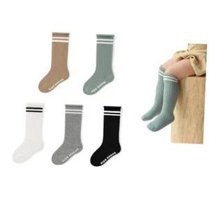 Toddler Baby Boy Girl Knee High Grip 6-12 Months Black Striped Baby Boy Socks - Picture 1 of 8