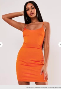 BNWT Missguided Petite Orange Stretch Satin Bodycon Mini Dress UK 6 - Picture 1 of 4