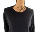 Black 100% 2Ply Cashmere Knit VALERIE STEVENS Long Sleeve Round Neck Sweater LG