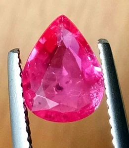 1.47 Cts Amazing Luster Pinkish Red Natural Mozambique Ruby Pear Loose Stone - Picture 1 of 4