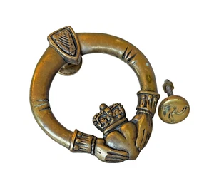 Irish Claddagh Door Knocker Solid Brass Celtic Brassware Dublin Ireland 5"x4.5" - Picture 1 of 10