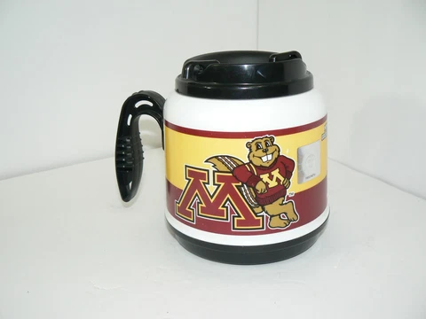 Vtg 20 Oz Whirley MM-20 University of Minnesota Golden Gophers Goldy Travel Mug Cover