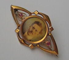 ♦️Art Deco um 1920 Brosche aus 585 14k Gold Nadel Antik mit Rubine mit Foto 6013