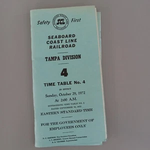 Seaboard Coast Line SCL Railroad Employee Time Table 4 Tampa DIV 10/29/1972 - Picture 1 of 2
