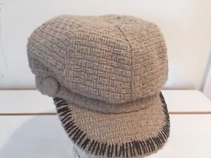 Women's Newsboy Hat Solid Beige/Brown Cabbie Accessory by Collection Eighteen