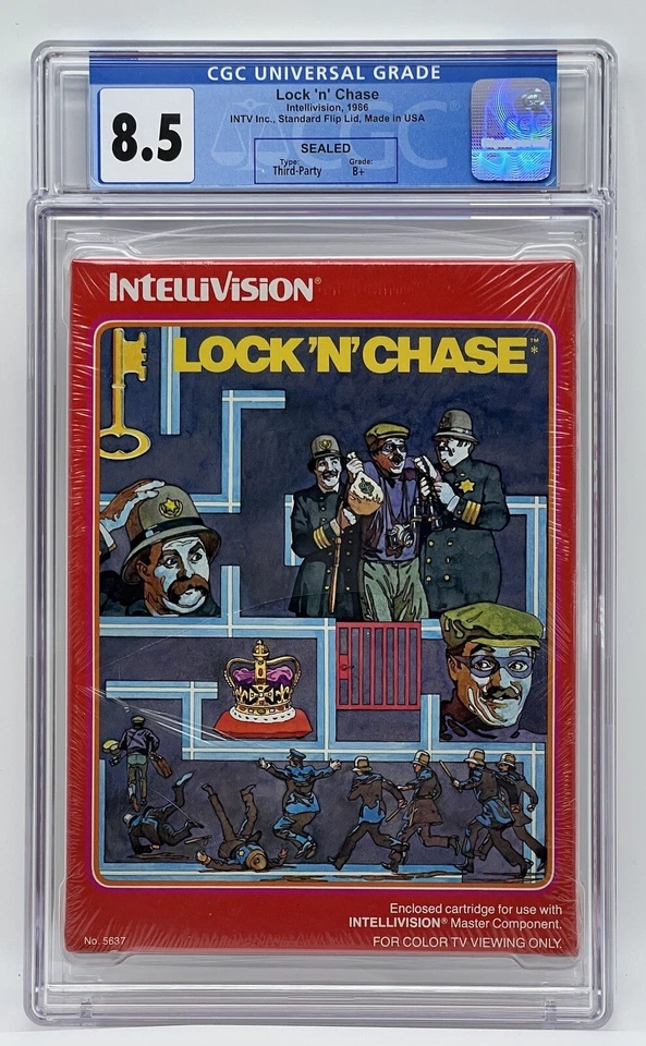RARE 1986 Intellivision (NOT Mattel) Lock ‘N’ Chase Sealed Graded Game!  CGC 8.5 - Image 1 of 4