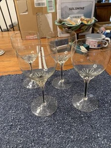 4 Belfor Exquisite Black Core Stem Wine Glasses 6"Bohemia fine crystal stemware - Picture 1 of 7