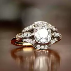 2Ct Vintage Diamond Circa Antique Art Deco Engagement Ring 14k Yellow Gold Over - Picture 1 of 7