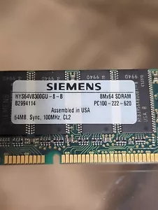 HYS64V8300GU-8 Siemens 64MB PC100 nonECC Unbuffered CL2 168Pin DIMM Memory - Picture 1 of 2