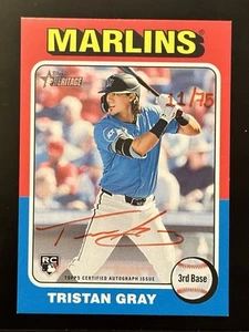 2024 Topps Heritage High Tristan Gray Real One Auto Red Ink /75 RC Marlins - Picture 1 of 2