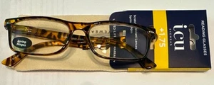 ICU Eyewear Brentwood Tortoise Reading Glasses Readers with Case +1.75 - Picture 1 of 3