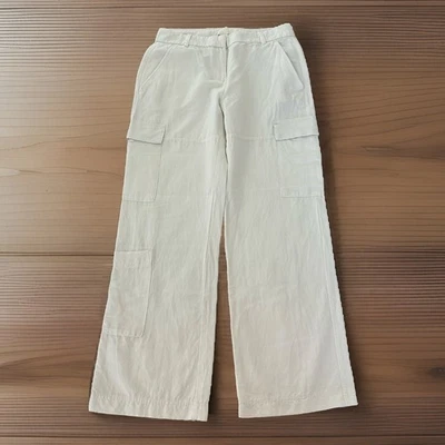 Pantalones cargo para mujer H&M talla 8 blanco mezcla de lino tiro alto relajados Foto 1 de 4