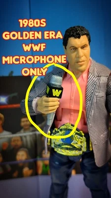 WWE Elite WWF Retro 80s Wrestling Microphone Accessory Fodder 1:12 WrestleMania - Image 1 of 3