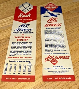 2 Vintage 1940s AIR EXPRESS / RAILWAY EXPRESS Bookmarks - Picture 1 of 3