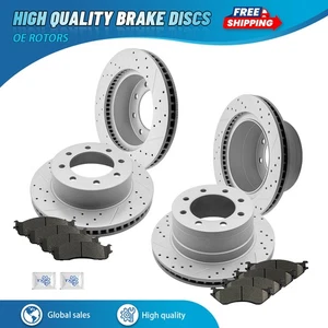 Rotores perforados delanteros y traseros + pastillas de freno de cerámica para Dodge Ram 1500 2500 3500 - Imagen 1 de 6