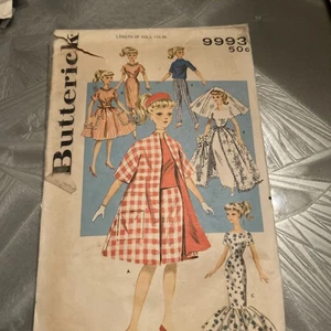 Butterick 9993 Doll 11 ½ Barbie Wardrobe Wedding Gown Dress Top Pants 6 Styles - Picture 1 of 2