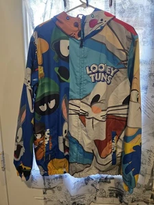 Members Only Looney Tune Squad Space Jam Black Pull Over Windbreaker Large - Picture 1 of 4