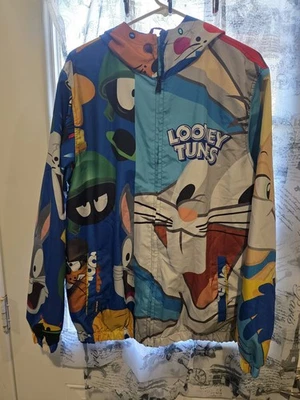 Members Only Looney Tune Squad Space Jam Black Pull Over Windbreaker Large - Image 1 of 4
