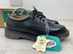 SOLOVAIR Mens UK 6.5 Black Leather 4 Eye SHOES Soft Suspension England 1462 BNIB - Picture 1 of 14