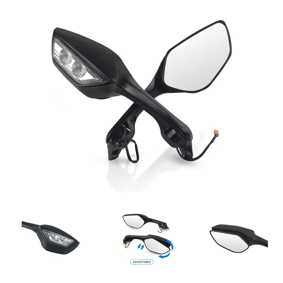 Moto Rétroviseur Miroir LED Clignotant Rétroviseur pour Kawasaki ZX-10R - Photo 1/4