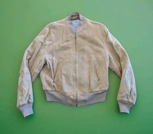 Vintage Sears Fieldmaster Jacke Hirschleder Wildleder beige 50s A-1 Bomber USA Leather Fly - Bild 1 von 14