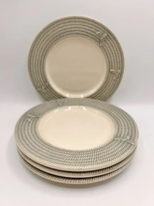 Set Of 4 Williams Sonoma Honeybee Salad Dessert Plates Green Wicker 8.5” - Picture 1 of 3