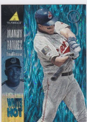 MANNY RAMIREZ 1995 Pinnacle RARO BLANCO CALIENTE $$ TARJETA INSERTADA Indios Boston Red Sox Foto 1 de 2
