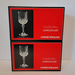 Set of 8 CRISTAL D'ARQUES Longchamp Crystal Wine Glasses 6oz 6.5" - Picture 1 of 3