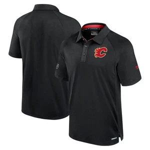 Men's Fanatics  Black Calgary Flames Authentic Pro Rink Raglan Polo - Picture 1 of 3