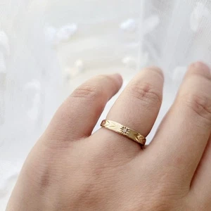 Vintage massiver 10K 10ct Gold Zigeuner Diamant Hochzeit Glocken Ring Band, Größe 6 - Bild 1 von 24