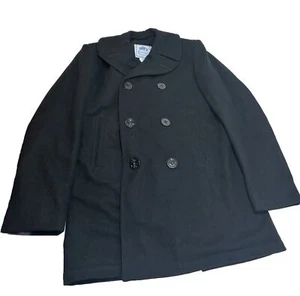 US Navy Issue Peacoat Jacket Mens Size 38L Black 100% Wool Authentic. - Picture 1 of 6