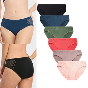 3 Ladies Sexy Underwear Seamless Bikini Panties with Mesh Sides Hipster Panty Wo - Picture 1 of 1