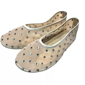 Flache Damen-Ballerinas Kristallverzierung Netz Strass Slipper Größe 7 NEU - Bild 1 von 6
