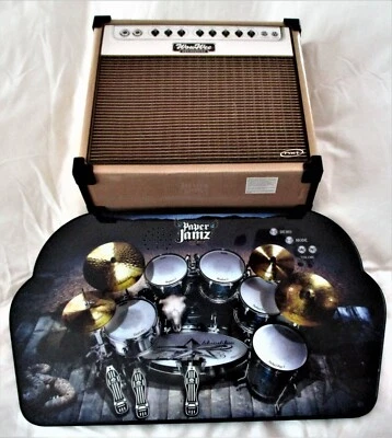 WOOWEE PAPER JAMZ ELECTRONIC DRUM SET W/ AMPLIFIER SPEAKER & CABLE. TESTED. - Image 1 of 4