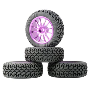 1/16 Rally tire 1/10 RC Rally Tires Aluminum Wheels for Tamiya TT01 TT02 HSP HPI - Picture 1 of 25