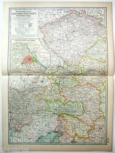 Austria Hungría - Occidental - Mapa original de 1902 de The Century Company. Antiguo - Imagen 1 de 3