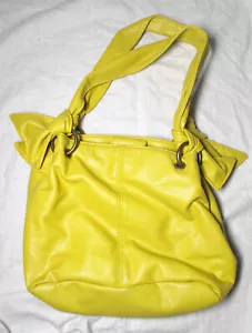 Yellow Faux Leather Double Handle Small HandBag Vintage DOROTHY PERKINS 20x23x12 - Picture 1 of 11
