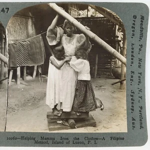 Paño rodante familia filipino Stereoview c1906 Luzón Filipinas niñas B1899 - Imagen 1 de 4