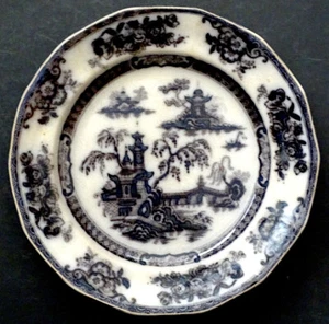 STUNNING! CHALLINOR Antique FLOW BLACK MULBERRY Transferware PELEW Plate - Picture 1 of 2