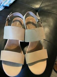 TOMS Womens Size 12 Tan Suede Sandals~ Great Condition