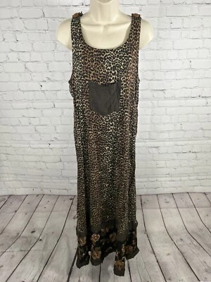 VTG Cactus Flower Floral Cheetah Print Sleeveless Overall Maxi Dress Women’s M - Image 1 of 4