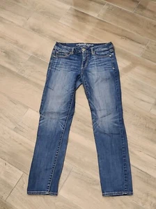 American Eagle Skinny Stretch Jeans Womens/Juniors Sz 6 Short Blue Denim 8" Rise - Picture 1 of 13