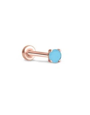 Anillo de nariz Labret sin rosca Monroe pasador de empuje oro rosa acero 2 mm punta circonita cúbica Foto 1 de 2