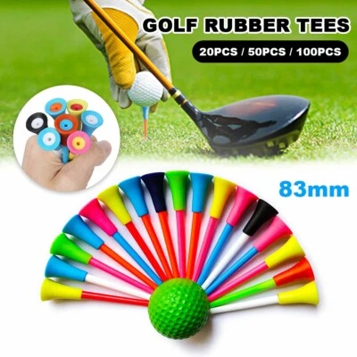20/50/100/200Pack 83mm Golf Tees Multi Color Plastic With Rubber Cushion AU - image 1 of 4