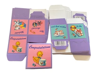 Vintage Baby Shower Gift Favor Box Gender Reveal 2 x 2 Set of 12 By Shackman - Picture 1 of 3